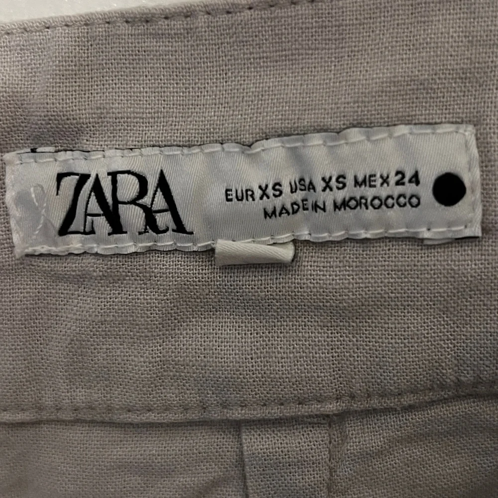 ZARA Women’s Gray Linen Blend High Waist Wide Leg Pants Size XS